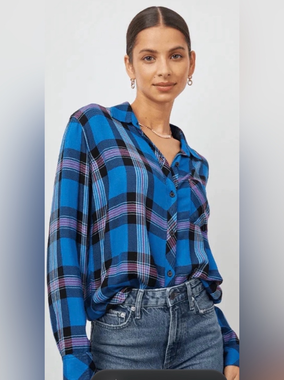 Rails Top Hunter Plaid Button Up Shirt cobalt magenta Size XXL $168 msrp